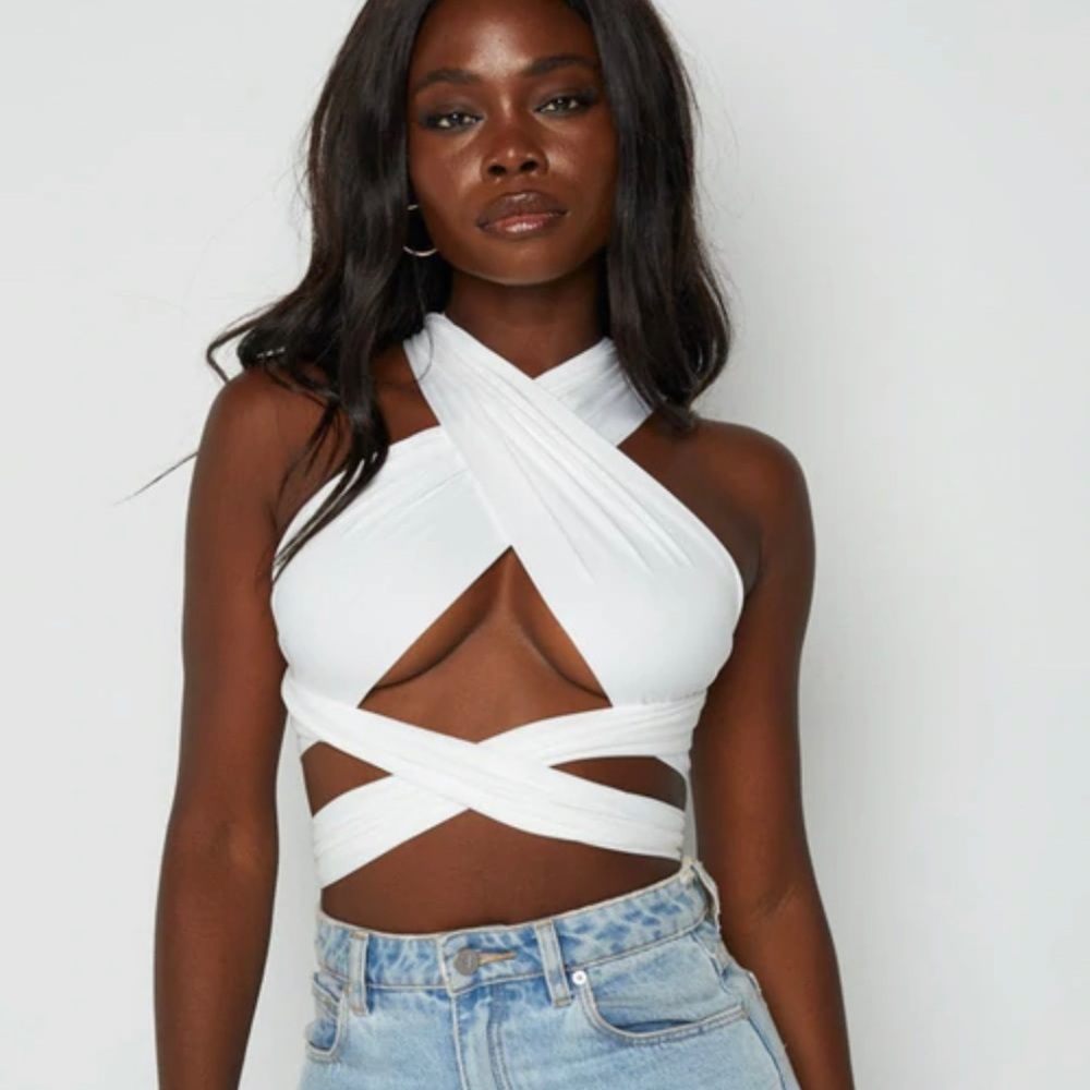 White Wrap Crop Top Beginning Boutique size 6